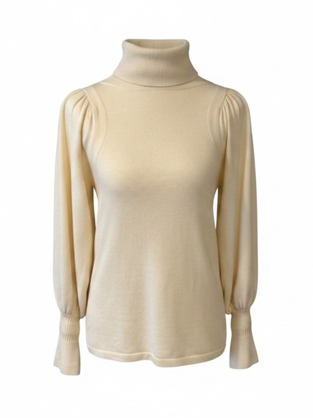 APIECE APART Dewi Wool Silk Blend Puff Sleeve Turtleneck Sweater Cream S